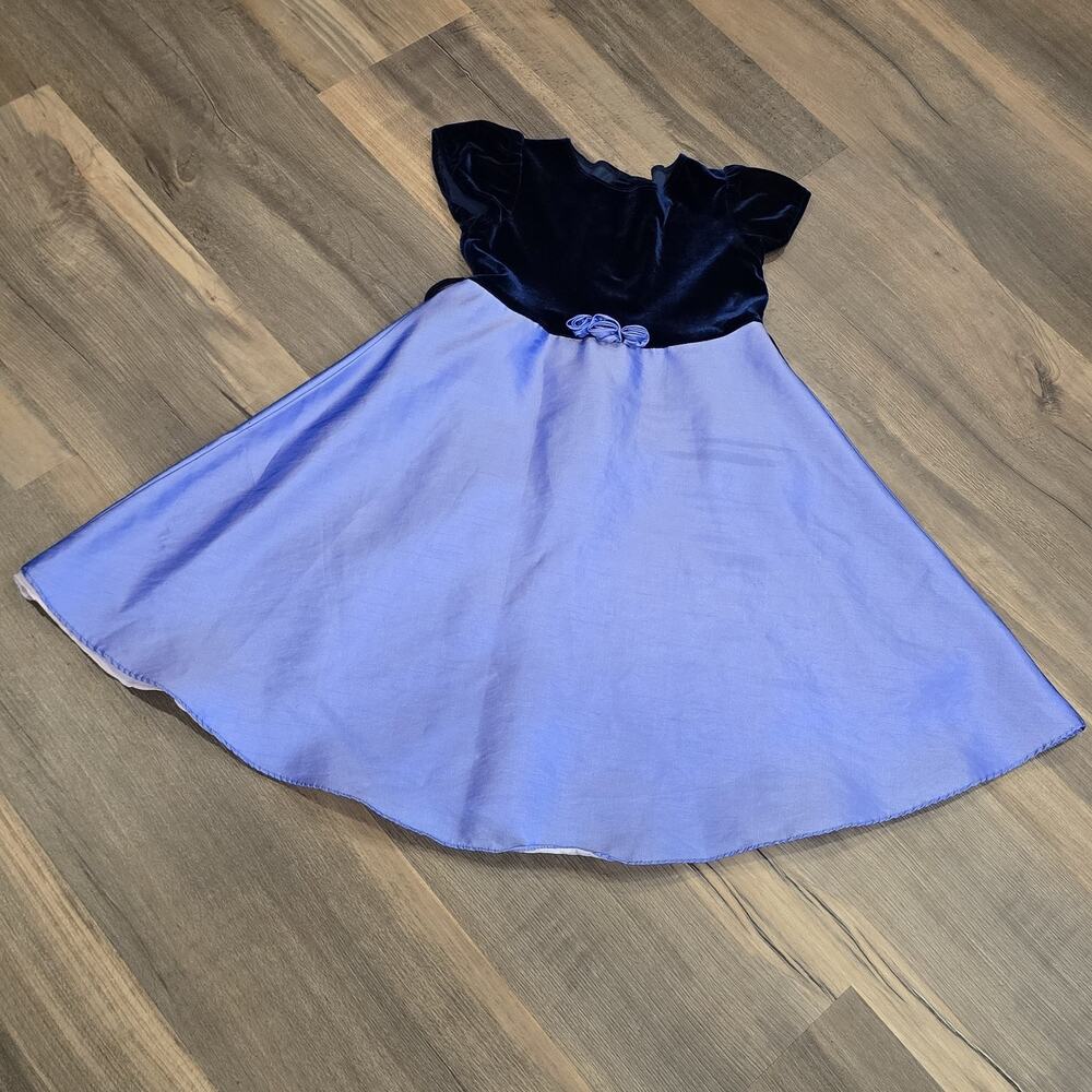Girls Irridescent Purple Blue Party Formal Vtg Dress Ball Gown Short Sleeve 6X